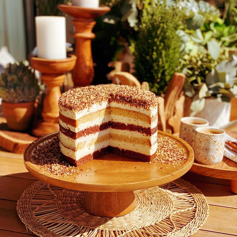 Striped sour cream cake