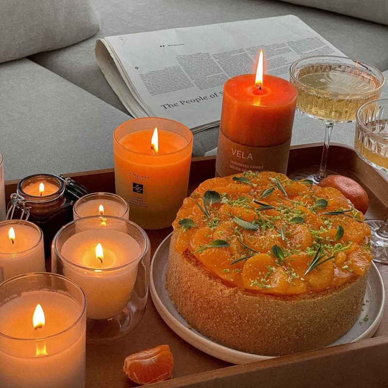 Tangerine cheesecake with rosemary, mint & lime