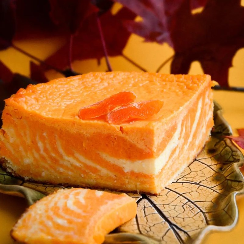 Striped pumpkin cheesecake with cottage cheese