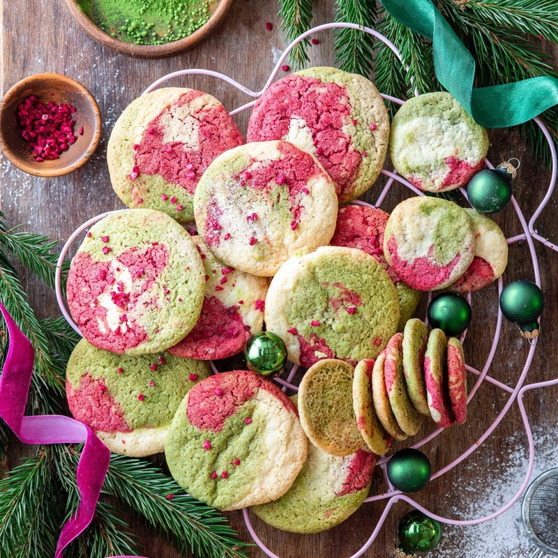 Tricolor raspberry & matcha cookies