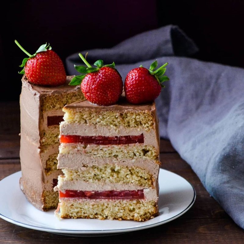Coconut, strawberry & passion fruit cake