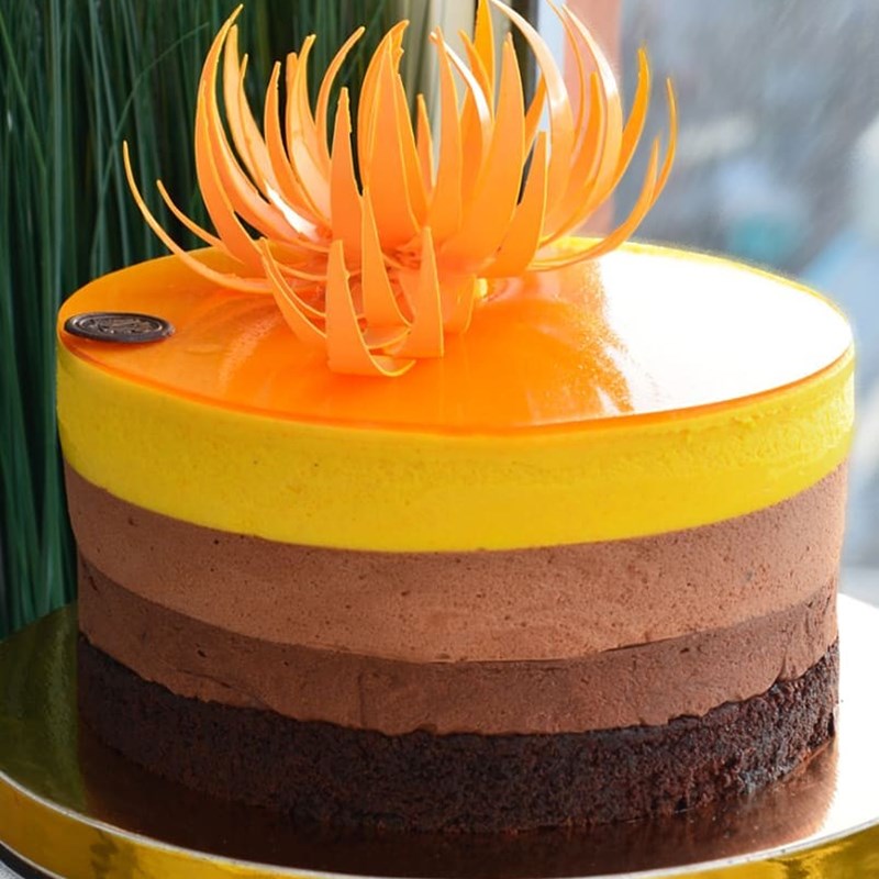 THREE CHOCOLATES MOUSSE CAKE WITH SEA BUCKTHORN