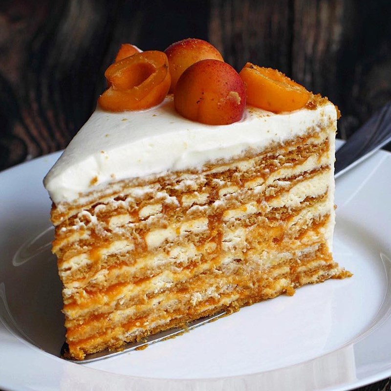 HONEY CAKE WITH APRICOT COULIS