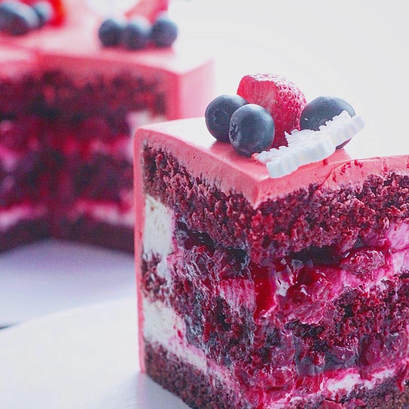Red velvet cake with cherry