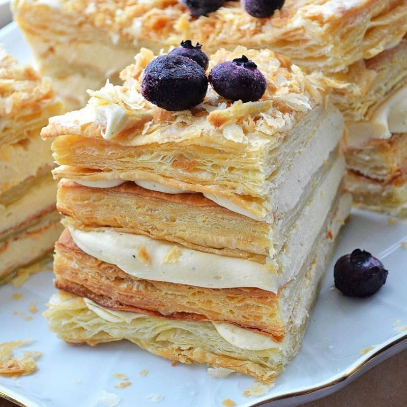 Homemade Napoleon cake with puff pastry